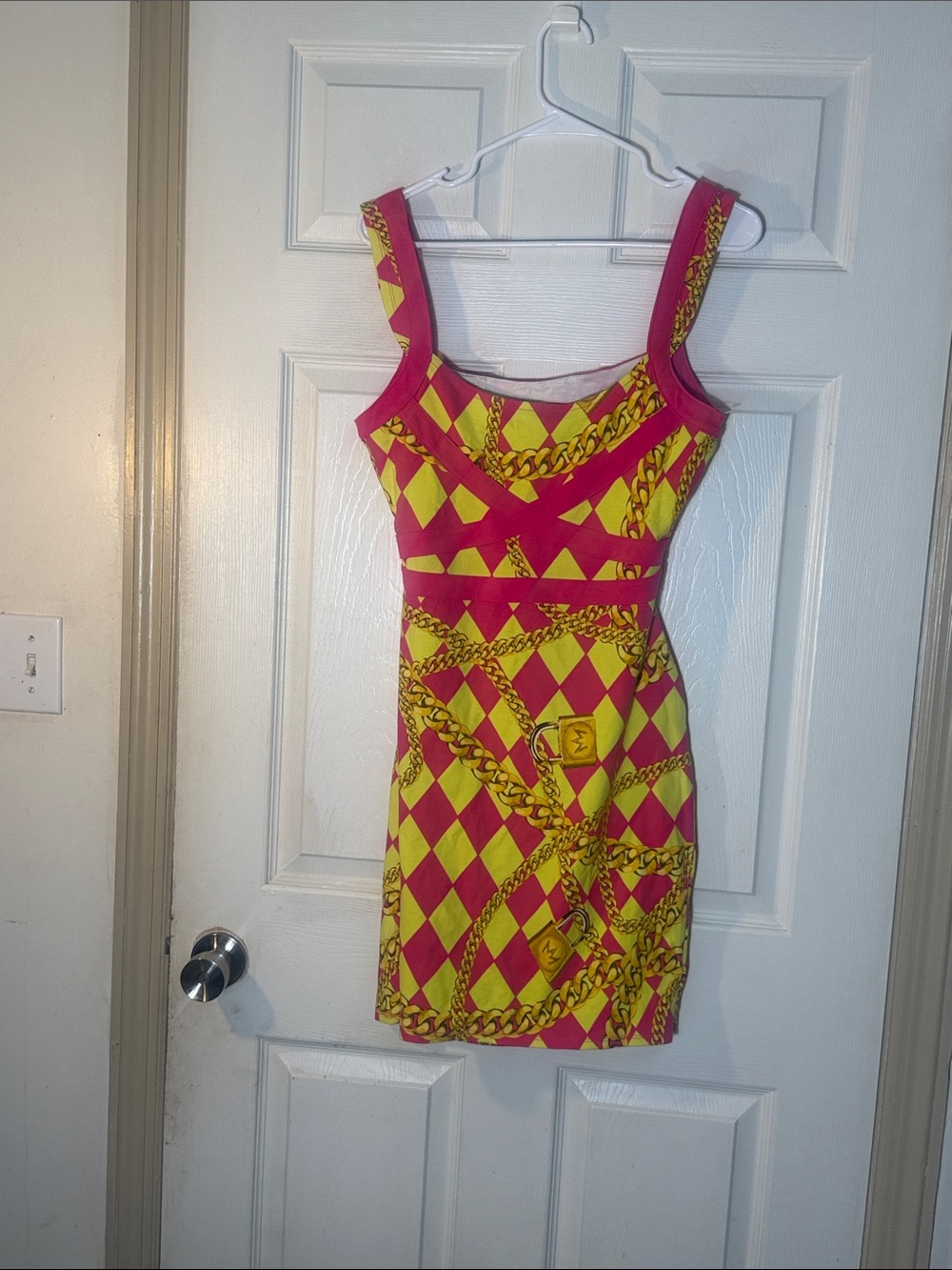 Nicki Minaj Yellow and Pink Chain Print Mini Dress